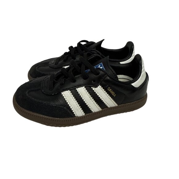 Adidas Samba Kids' Sneakers Toddler Black White Shoes Slip on Ortholite Size 8 - Picture 1 of 7